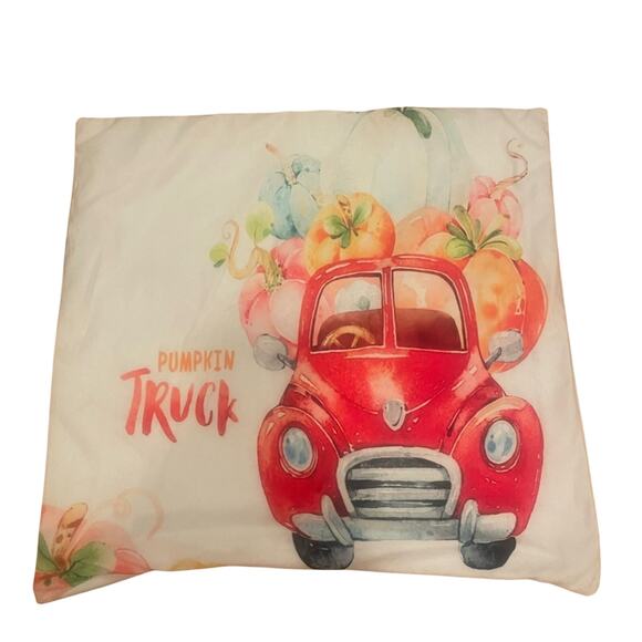 Home Accent Pillows Other - “Pumpkin truck “ throw pillow cover -vintage red farm truck 16 x 16